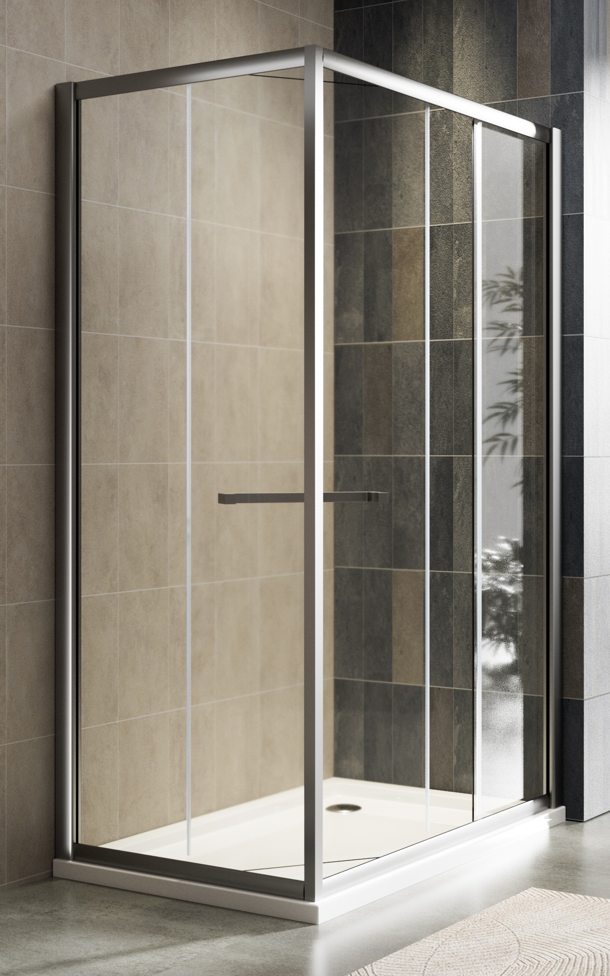 C-LINE TUŠ KABINA PRAVOKUTNA 1000x800x1950, KROM, PROZIRNO, VRATA+STIJENA