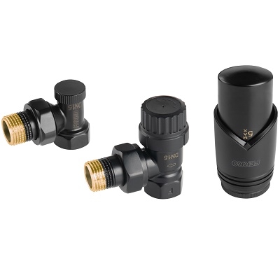 RADIJATORSKI SET - TERMOS.KUTNI VENTIL I PRIGUŠNICA 1/2" CRNI